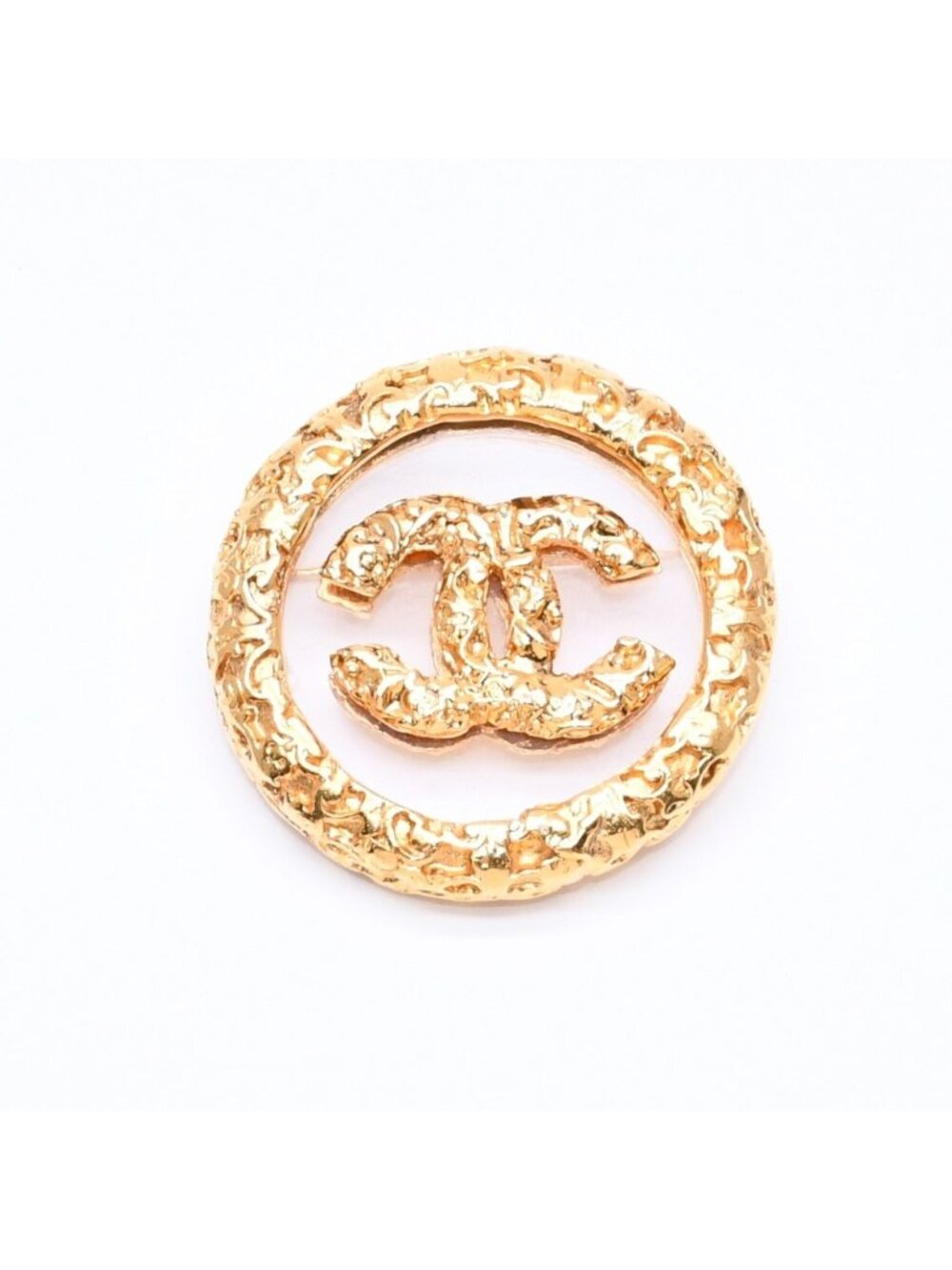 Chanel CC Logo Brooch 93 Metal Gold Vintage